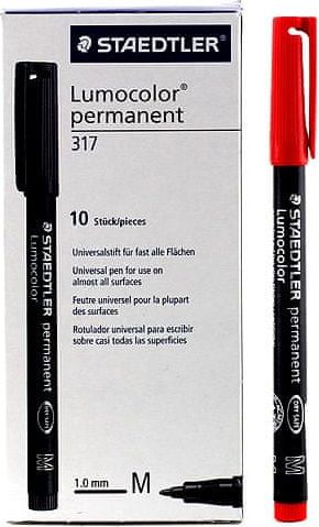 Staedtler Popisovač , červený, permanentní, šířka hrotu 1 mm, 10 ks - obrázek 1