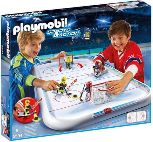 Playmobil Stolní lední hokej , 4 hokejisté s doplňky a ledová plocha, 76 dílků - obrázek 1