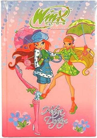 Winx Club Diář , Diář A5 sewed 80 stránek linky Bloom&Stella s deštníky růžov - obrázek 1