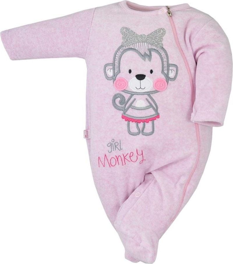 KOALA Kojenecký semiškový overal Koala Monkey růžový - Kojenecký semiškový overal Koala Monkey růžový - obrázek 1