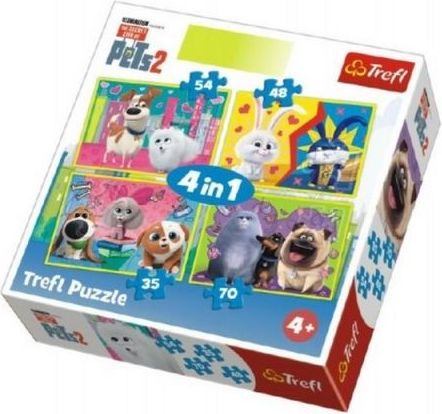 Trefl Puzzle 4v1 Tajný Život Mazlíčků 2 v krabici 28x28x6cm - obrázek 1