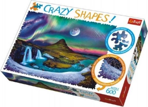 Trefl Puzzle Aurora nad Islandem 600 dílků Crazy Shapes 68x48cm v krabici 40x27x6cm - obrázek 1