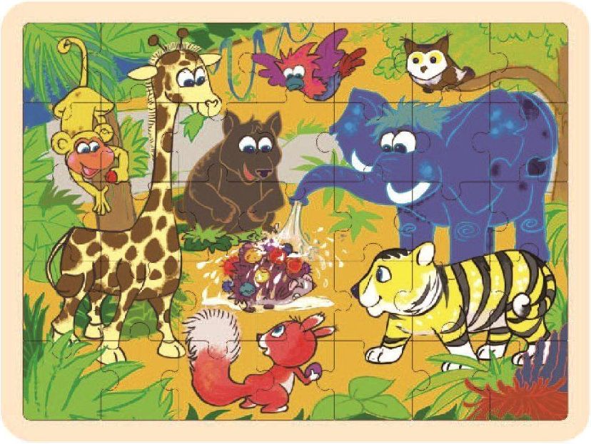 TOP BRIGHT Dřevěné puzzle Zvířátka v džungli 35 dílků - obrázek 1