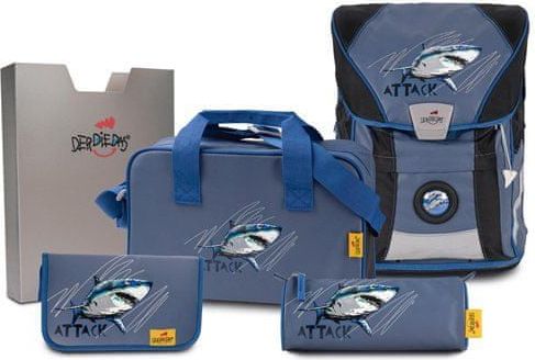 Školní set DerDieDas, 5-dílný, Ergoflex Vario, žralok - obrázek 1