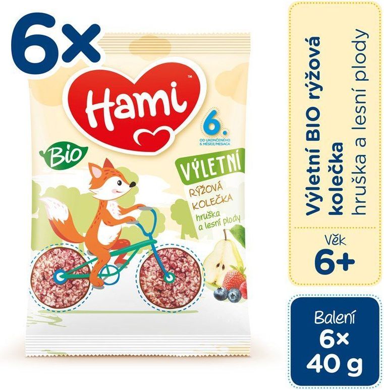 Hami BIO Rýžová kolečka Hruška a Lesní plody 6x 40g - obrázek 1