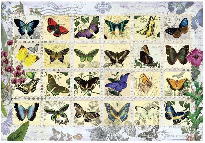 AnaTolian Puzzle Známky s motýly 500 dílků - obrázek 1