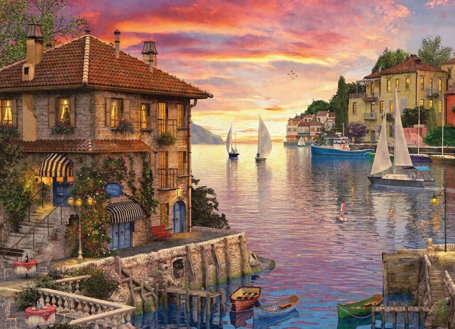 EuroGraphics Puzzle Středomořský přístav 1000 dílků - obrázek 1