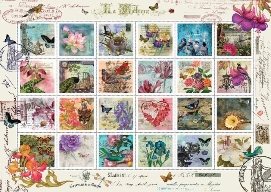 Art puzzle Puzzle Koláž z poštovních známek 500 dílků - obrázek 1