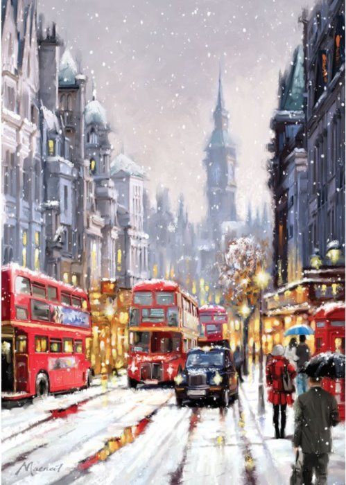 Art puzzle Puzzle Zasněžená ulice Whitehall, Londýn 1500 dílků - obrázek 1