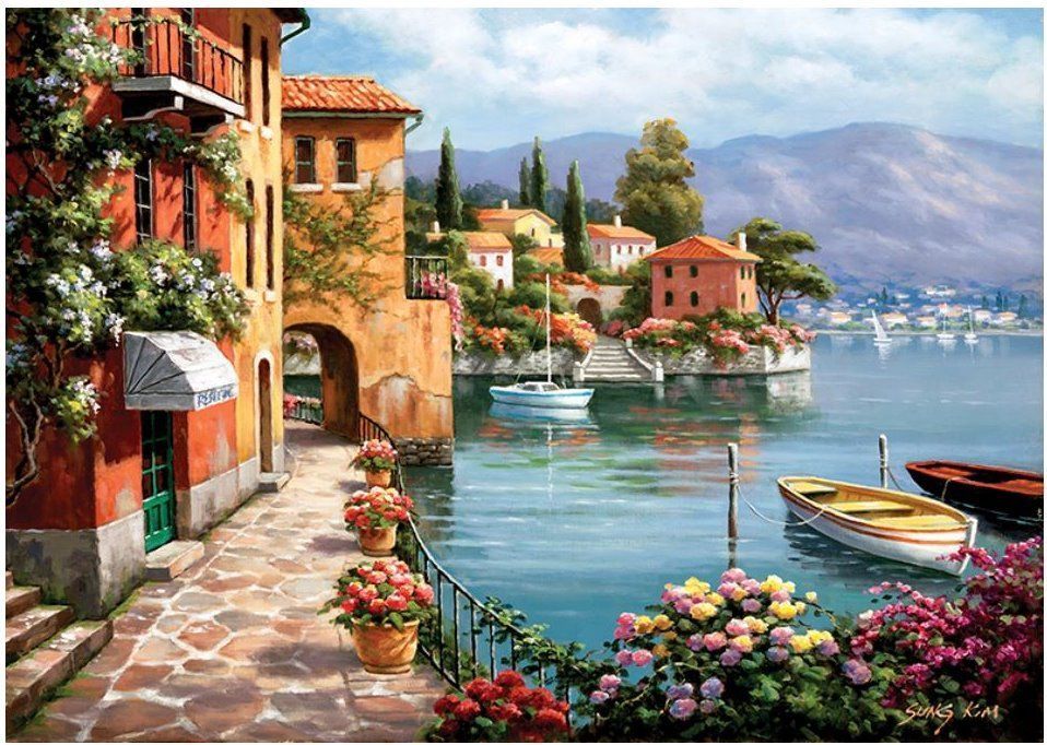 AnaTolian Puzzle Vesnice u jezera 1500 dílků - obrázek 1