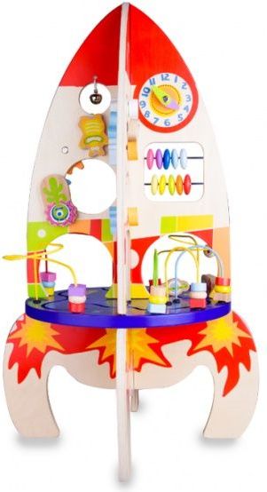 Teddies Hrací stůl dřevo edukační raketa v krabici 32x45x20cm - obrázek 1