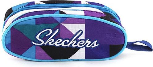 Skechers Školní pená bez nápln , fialovo/modrý s trojúhelníkovým motivem a bílým nápisem Skec - obrázek 1