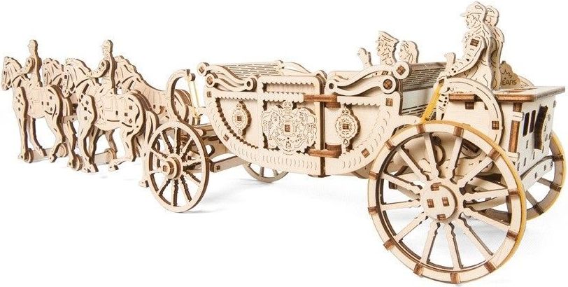 UGEARS 3D dřevěné mechanické puzzle Královský kočár - obrázek 1