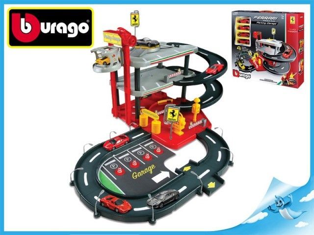 Mikro Trading Bburago 1:43 Ferrari Race & Play Parking Garage + 4ks auto Ferrari - obrázek 1