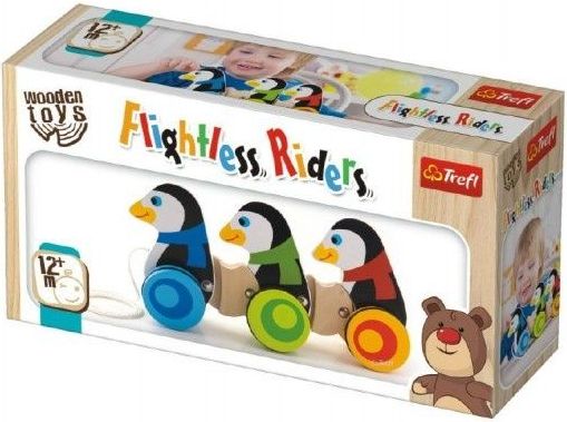 Trefl Tučňáci na kolečkách dřevěné 3ks Wooden Toys v krabici 26,5x14x7cm 12m+ - obrázek 1