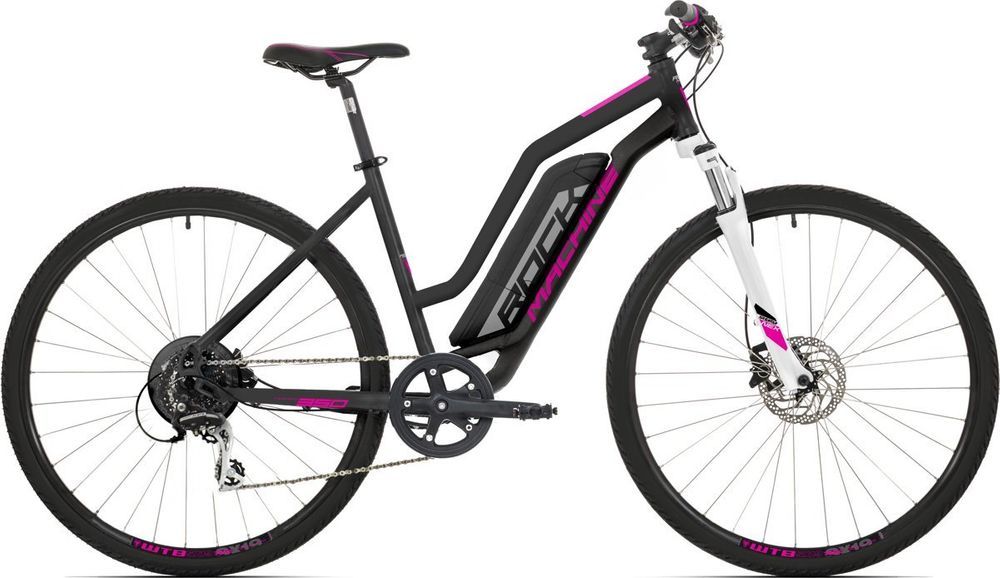 Rock Machine RM Ebike Cross e350 lady (L) 418 Wh mat black/silver/pink - obrázek 1