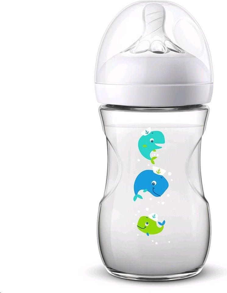 Philips Avent Kojenecká láhev Avent Natural 260 ml bílá velryba - obrázek 1