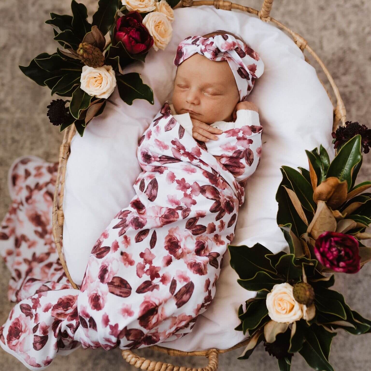 Snuggle Hunny Kids Bavlněná zavinovačka / šátek s čelenkou set Fleur - obrázek 1