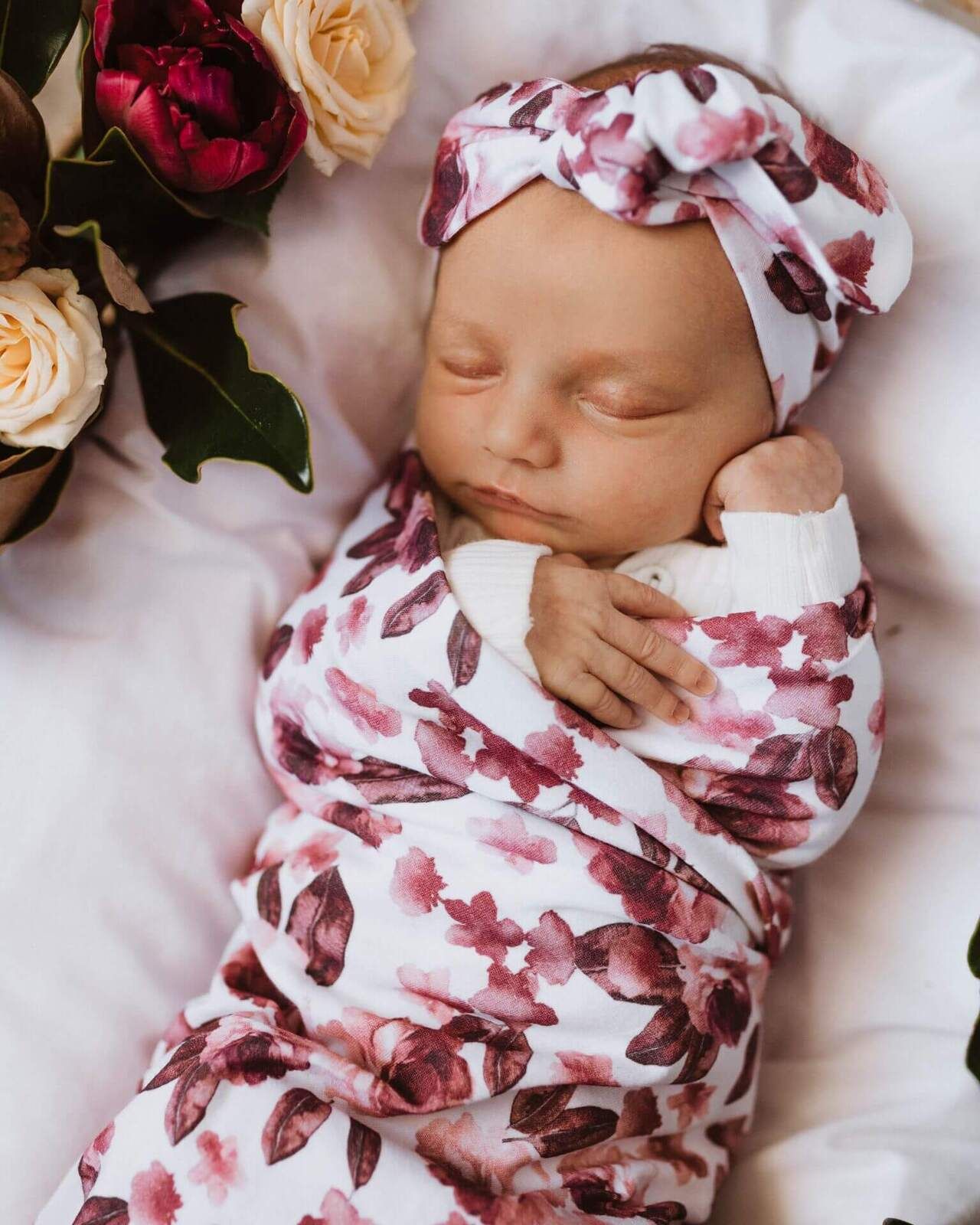 Snuggle Hunny Kids Bavlněná zavinovačka / šátek s čelenkou set Fleur - obrázek 3