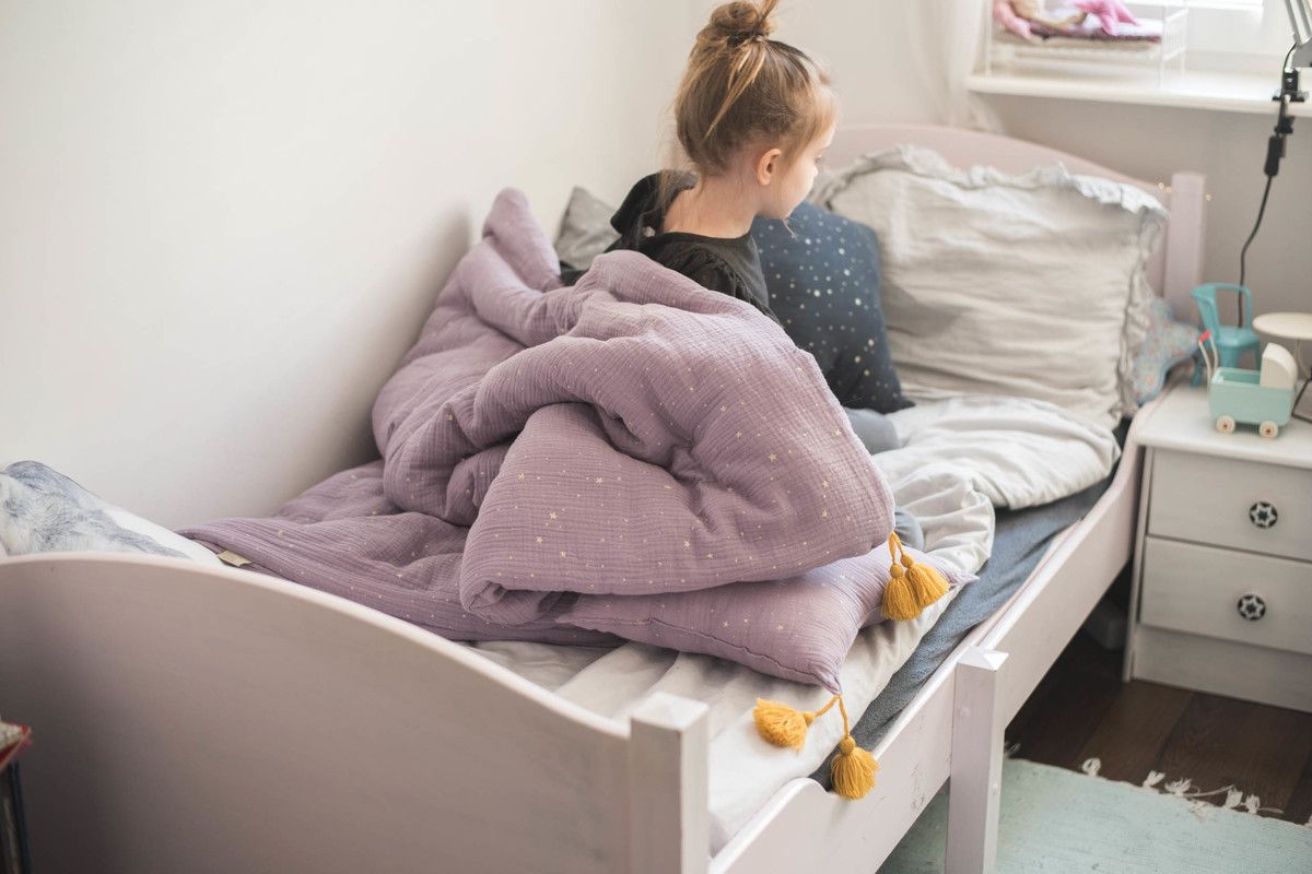 LILU Mušelinový přehoz / deka světle fialová - obrázek 3
