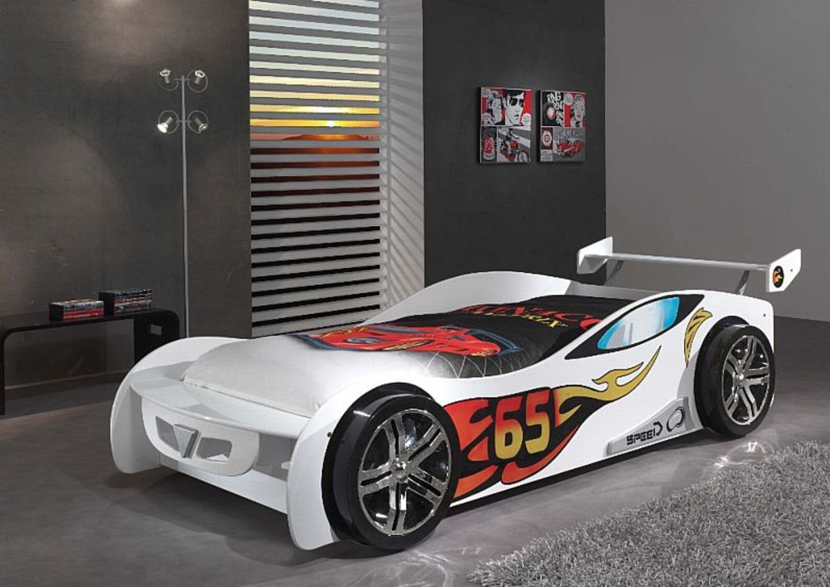 Dětská postel VIPACK FURNITURE Car Le Mans bílá 200x90 cm - obrázek 1