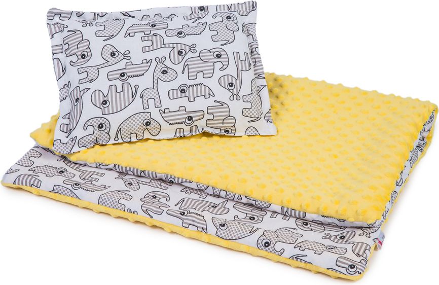 Dětská deka a polštář L Zvířátka - žlutá 100x75 cm + 35x25 cm - obrázek 1