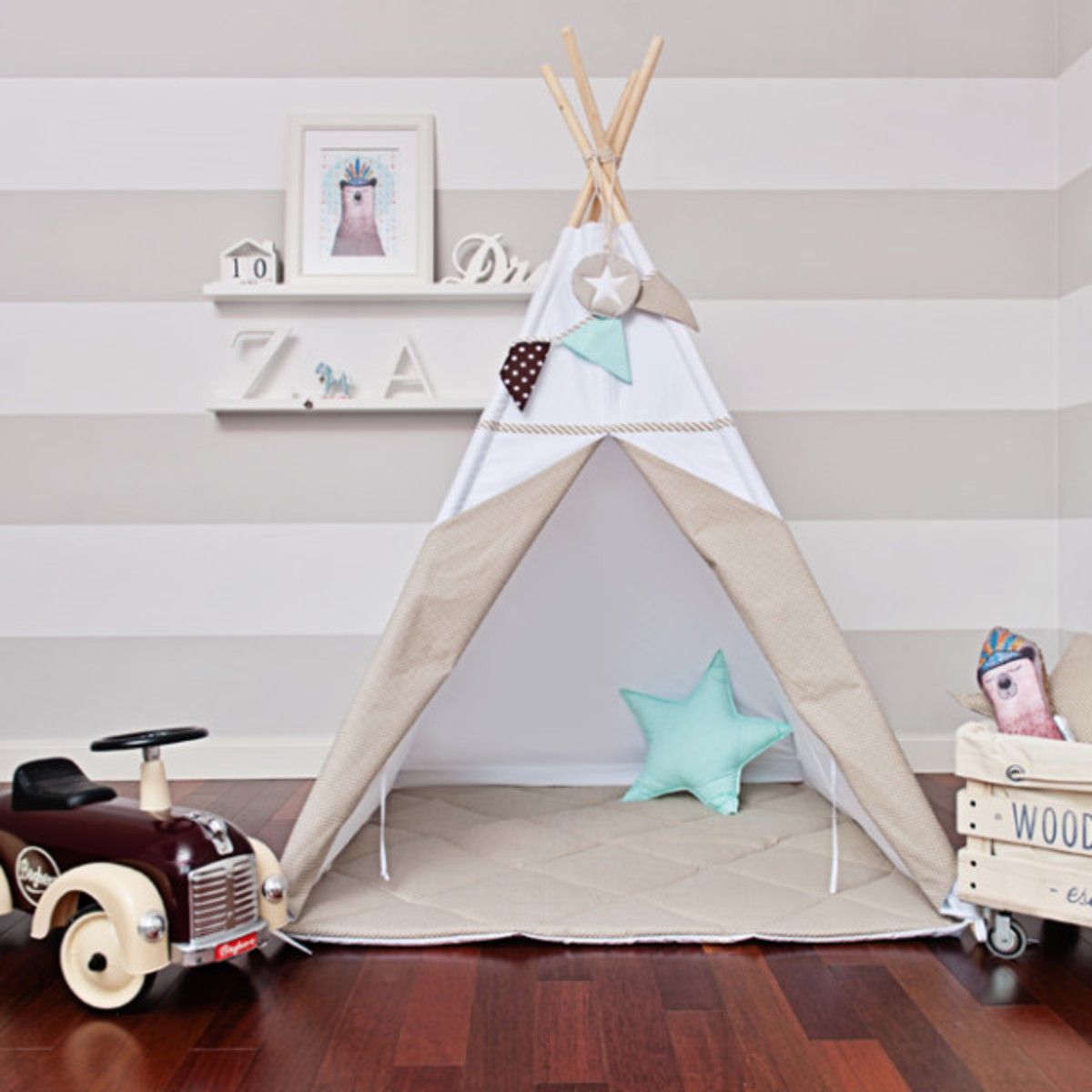 Teepee Sněhové vločky teepee + podložka - obrázek 2