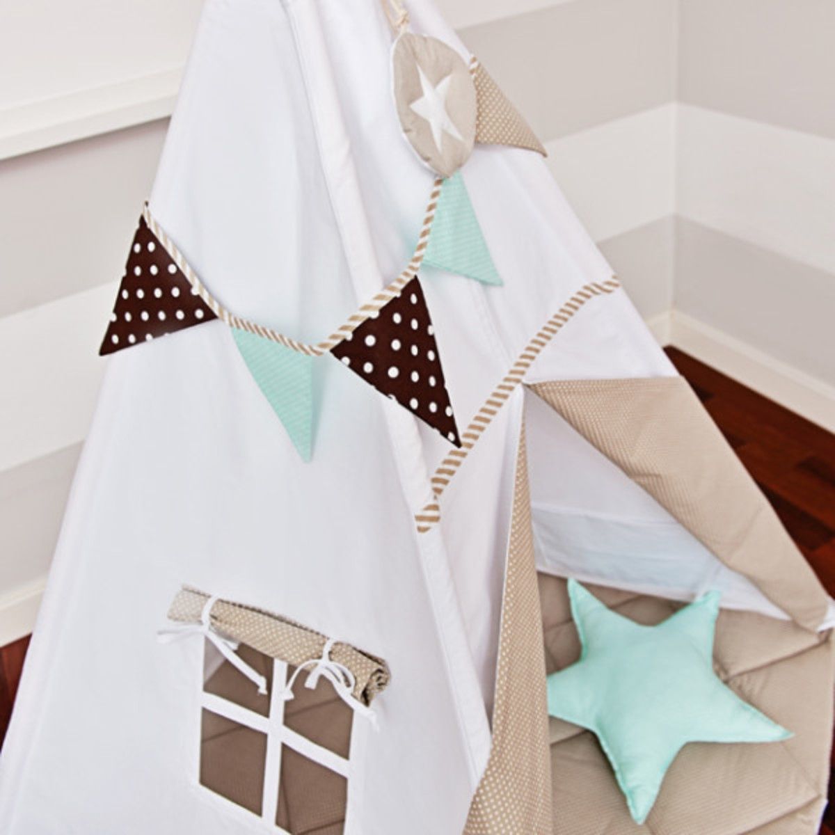 Teepee Sněhové vločky teepee + podložka - obrázek 5