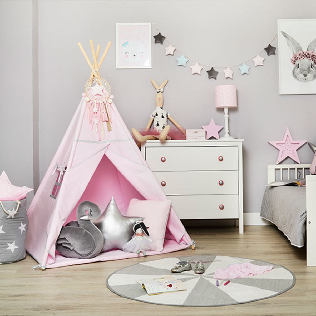 Teepee s podložkou Silver Pink - obrázek 1