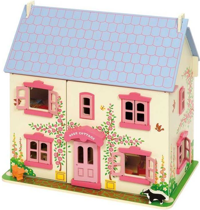Bigjigs Toys Růžový domek pro panenky - rozbaleno - obrázek 1