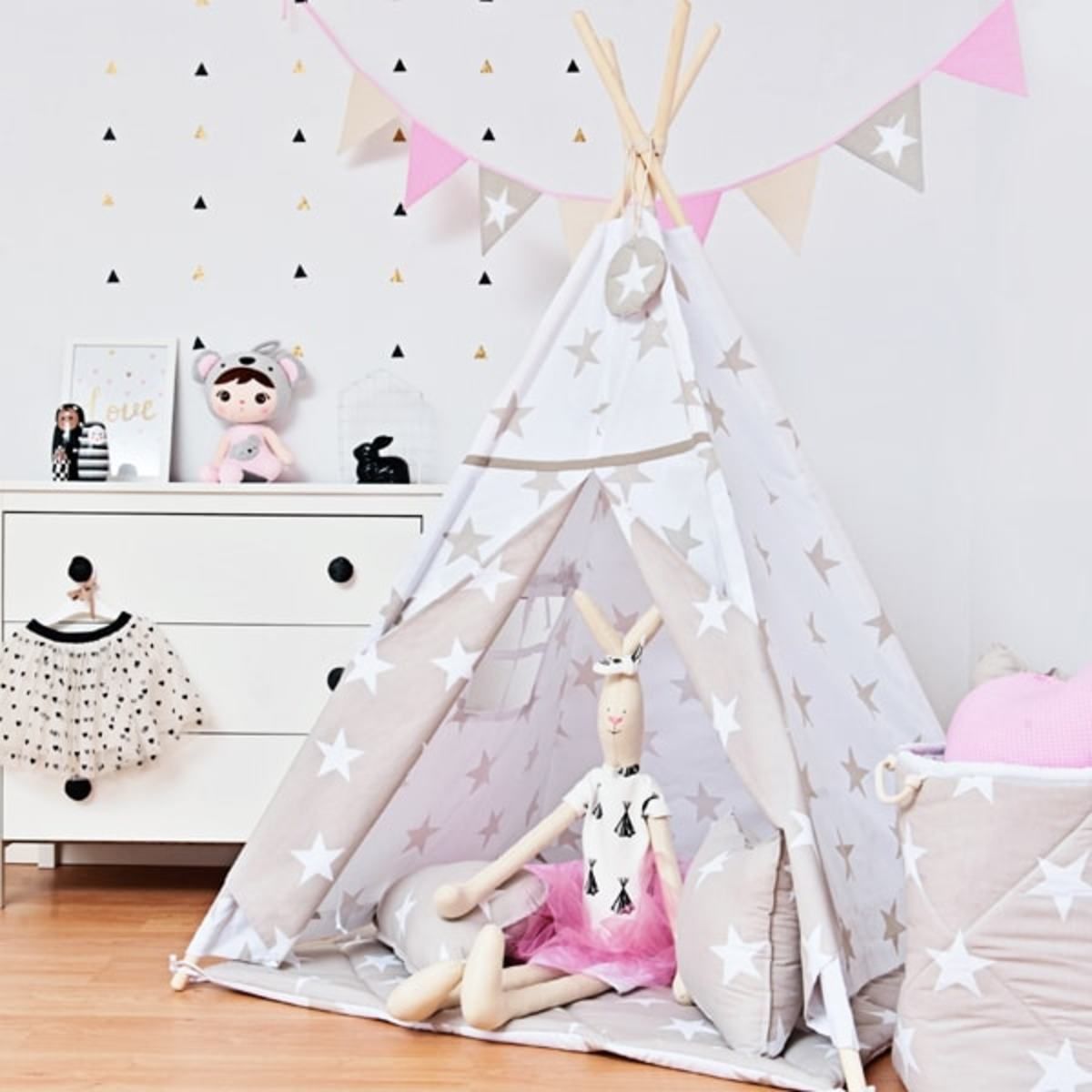 Teepee Béžová hvězda teepee + podložka - obrázek 2