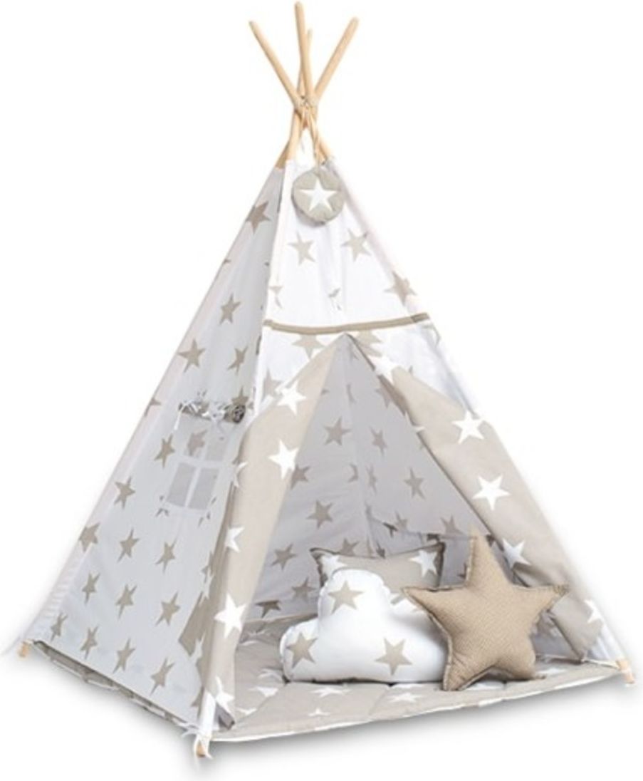 Teepee Béžová hvězda teepee + podložka - obrázek 3