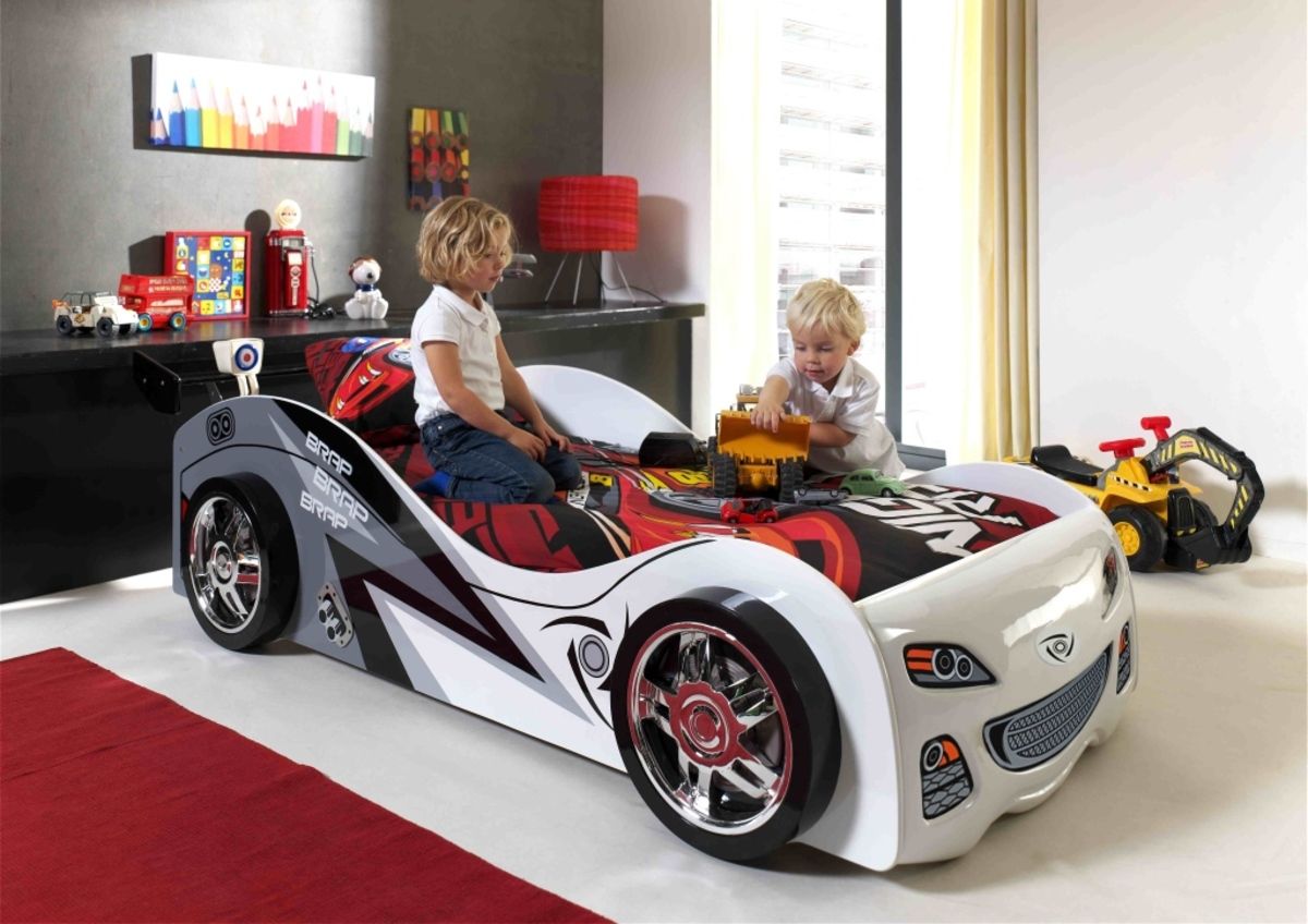 Dětská postel VIPACK FURNITURE Car Brap bílá šedá 200x90 cm - obrázek 2