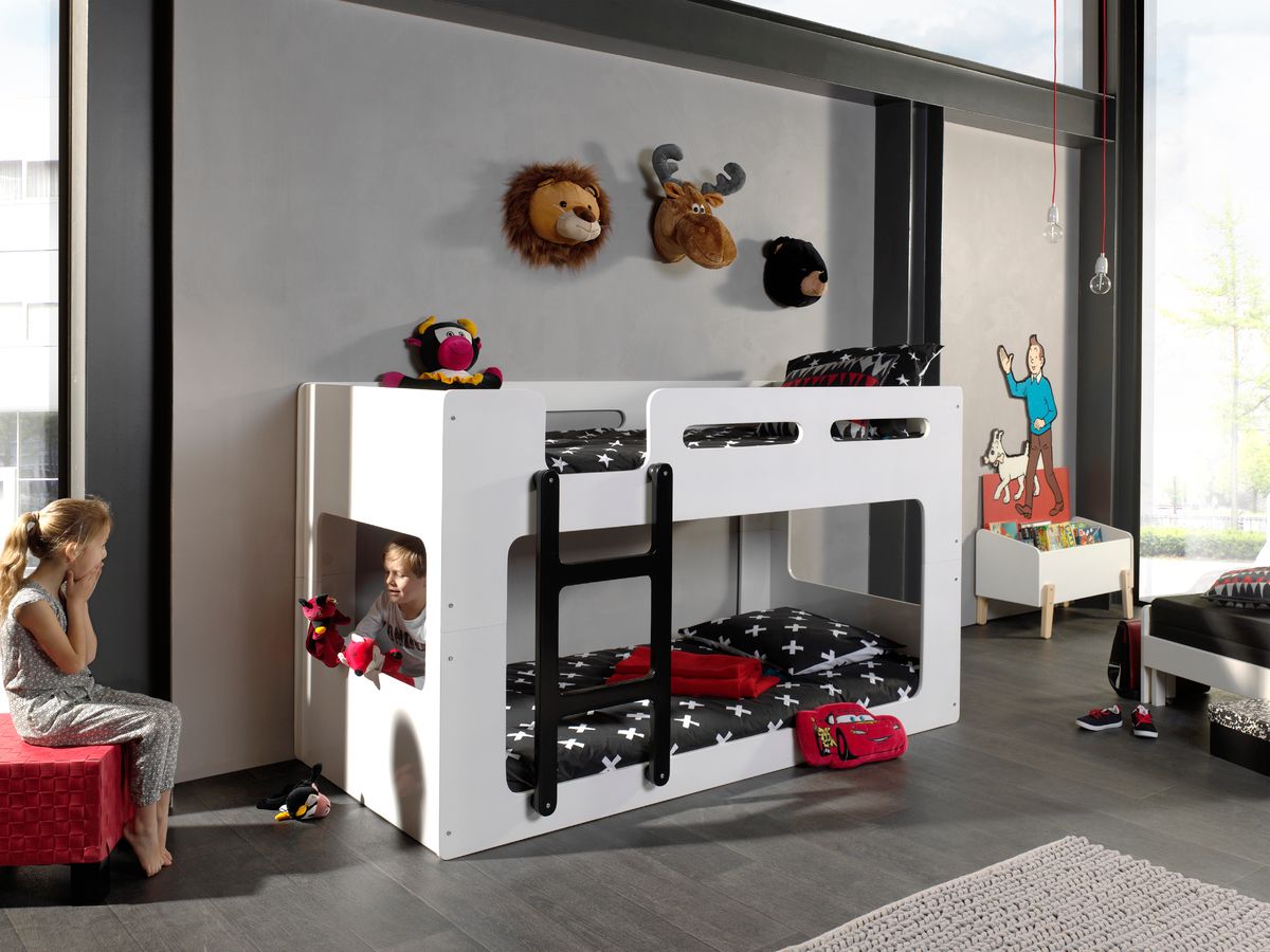 Dětská postel VIPACK FURNITURE Luca bílá černá 200x90 cm - obrázek 1