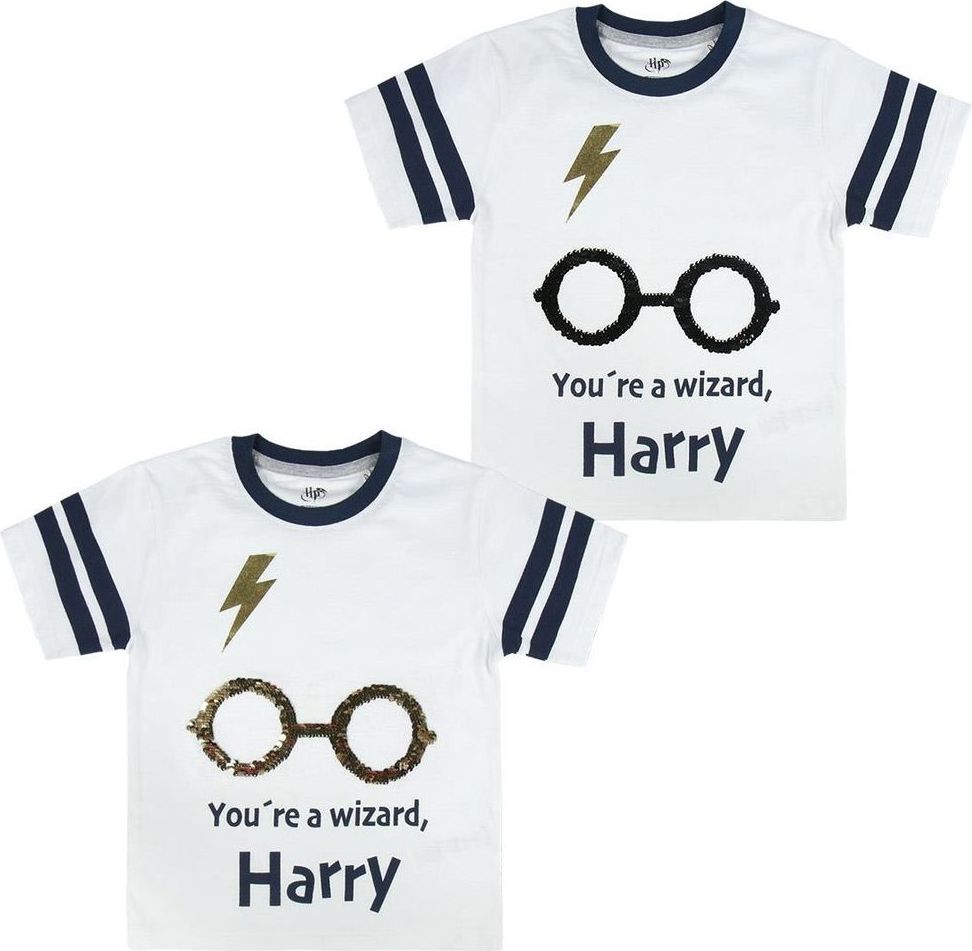 Disney dětské tričko Harry Potter s flitry 116 bílá - obrázek 1