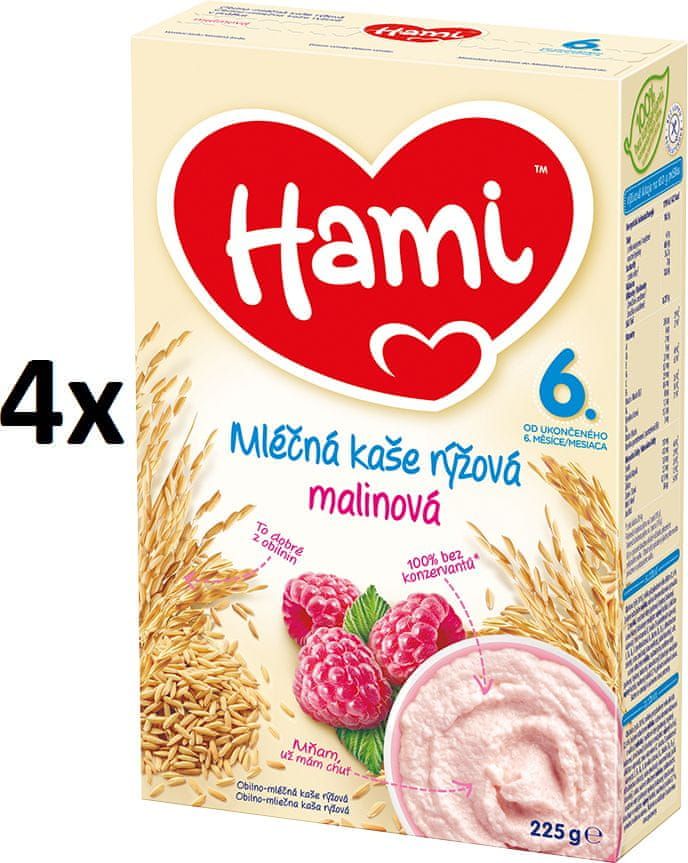 Hami Mléčná kaše s malinami - 4 x 225g - obrázek 1