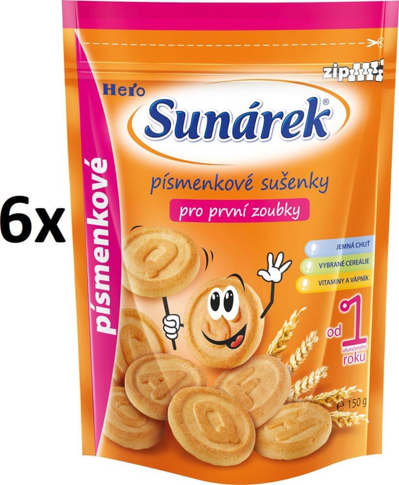 Sunárek Písmenkové sušenky pro první zoubky 6x150g - obrázek 1