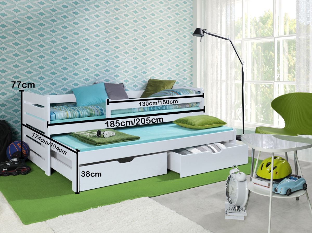 Dětská postel Ourbaby Praktik bílá 180x80 cm - obrázek 2