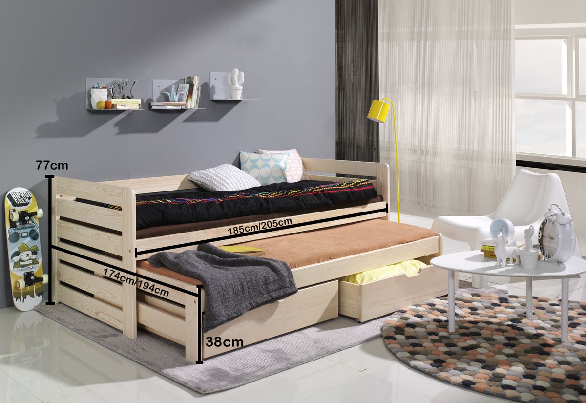 Dětská postel Ourbaby Praktik borovice 200x90 cm - obrázek 2