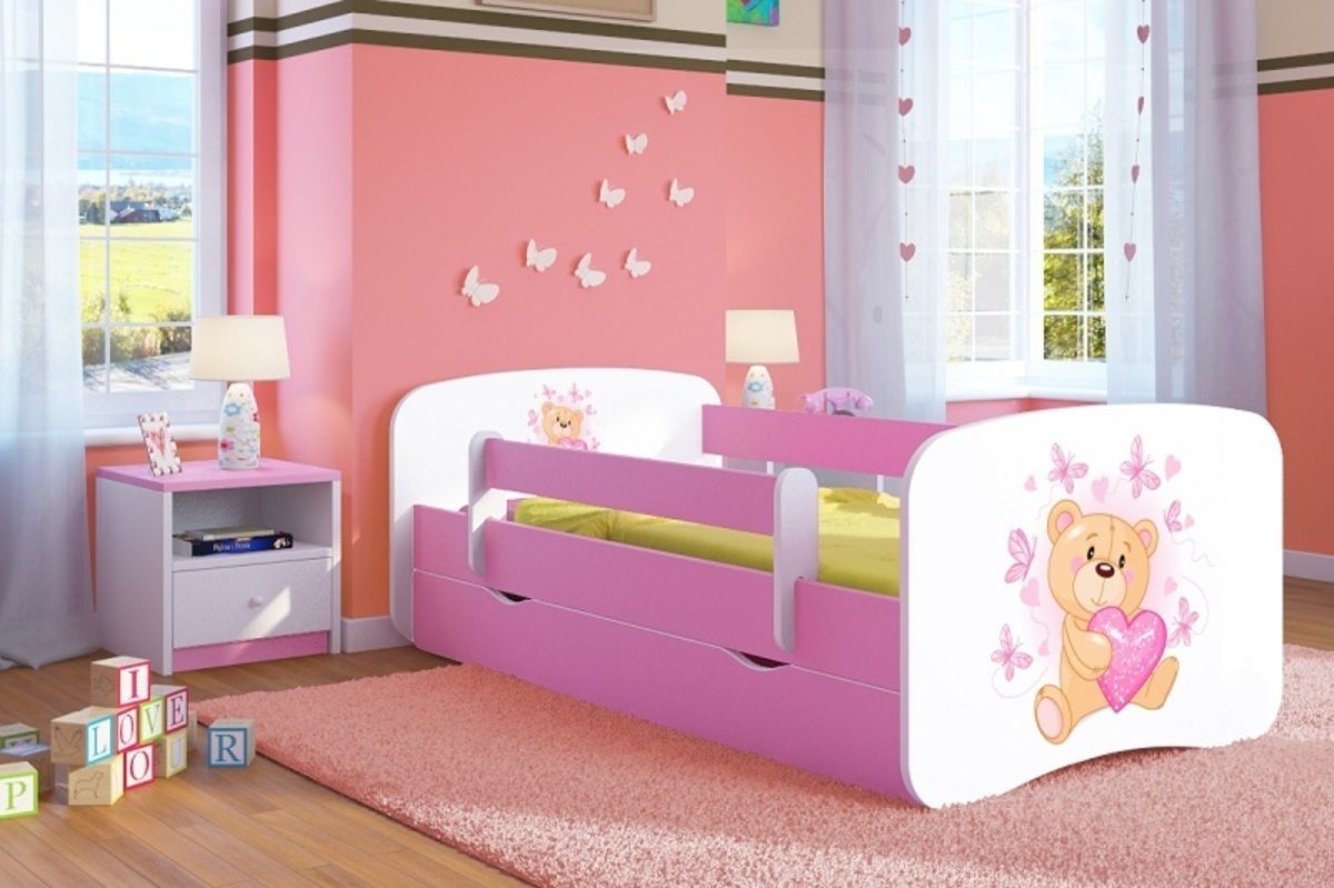 Dětská postel Ourbaby Teddy Bear růžová 160x70 cm - obrázek 1