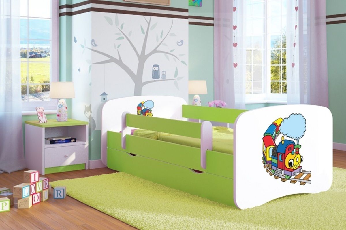 Dětská postel Ourbaby Lucky Train zelená 180x80 cm - obrázek 1