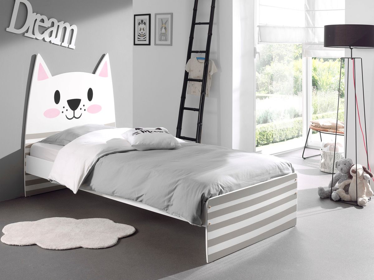 Dětská postel VIPACK FURNITURE Cat šedá - obrázek 1