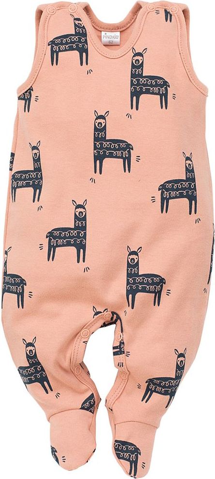 PINOKIO dětské dupačky Happy Llama 62 růžová/modrá - obrázek 1