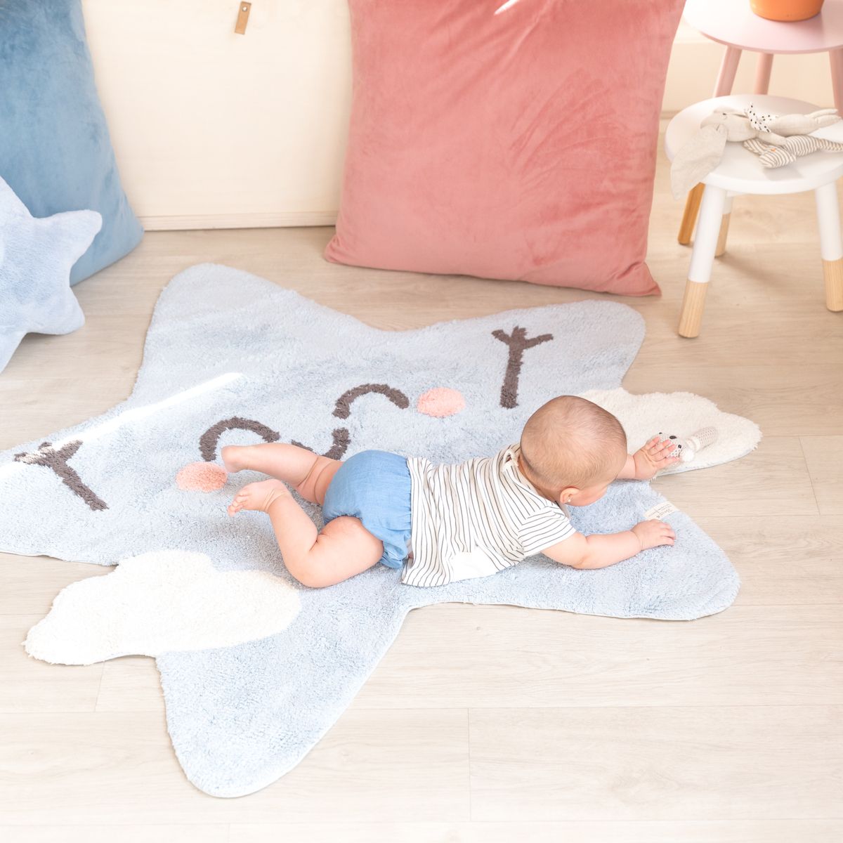 Koberec Ourbaby Happy Star 30261-0 jiný průměr 120 cm bílá modrá - obrázek 4