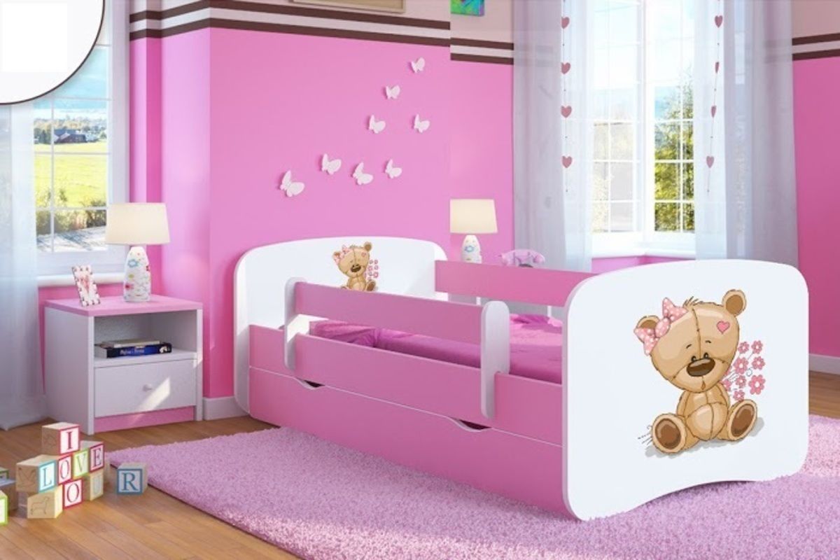 Dětská postel Ourbaby Teddy Bear růžová 140x70 cm - obrázek 1