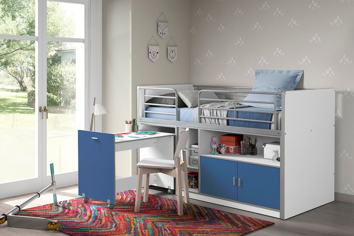 Dětská postel VIPACK FURNITURE Bonny bílá modrá 200x90 cm - obrázek 1