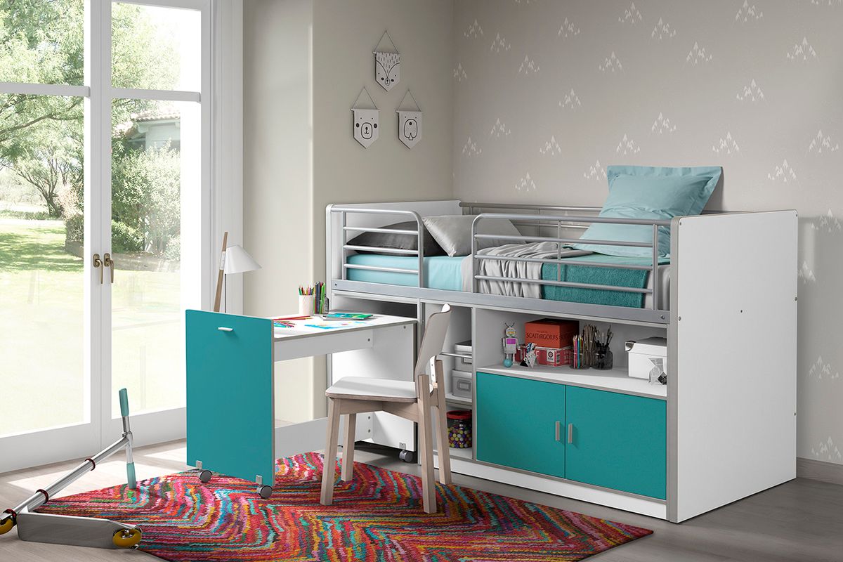 Dětská postel VIPACK FURNITURE Bonny bílá modrá 200x90 cm - obrázek 1