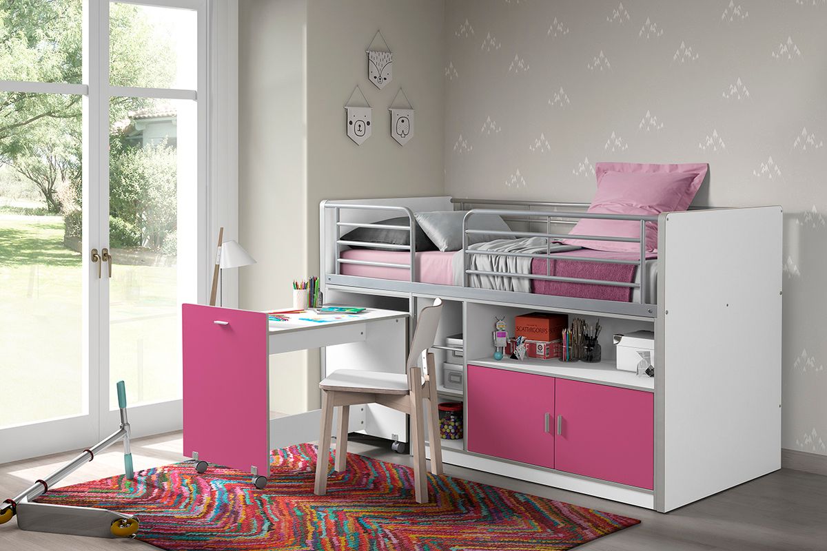 Dětská postel VIPACK FURNITURE Bonny bílá růžová 200x90 cm - obrázek 1
