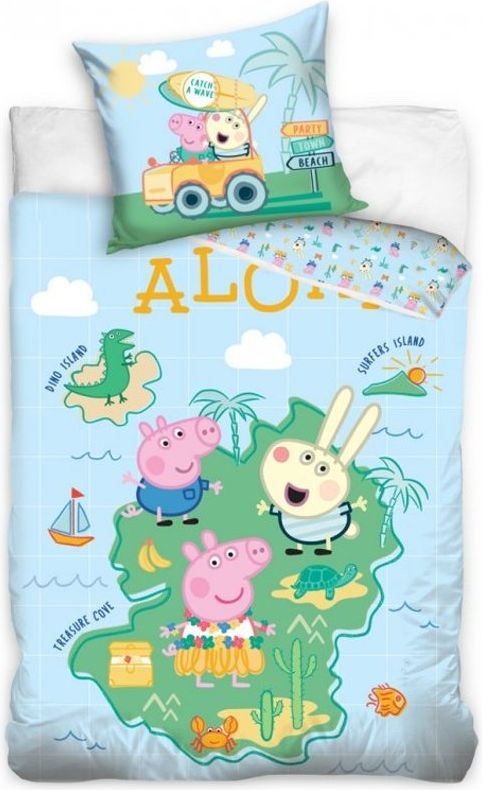 TipTrade (CZ) · Dětské ložní povlečení Prasátko Peppa - motiv Aloha - 100% bavlna - 70 x 90 cm + 140 x 200 cm - obrázek 1