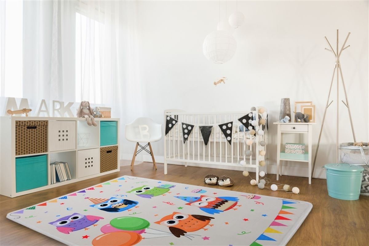 Koberec Ourbaby SOFT OWL PARTY 6080-0 120x170 cm šedá - obrázek 1